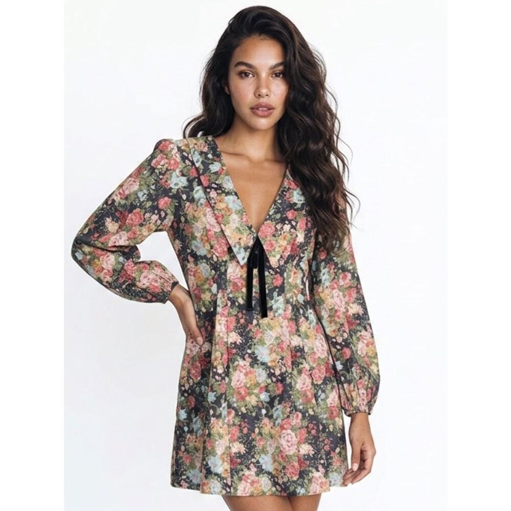 AUREUM | NEW Talia Floral Long Sleeve Collared Dress Women’s Size Medium